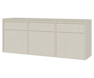 Buffet bas - SELSEY - EVO - 154 cm - 3 portes & 3 tiroirs - Suspendu, crème