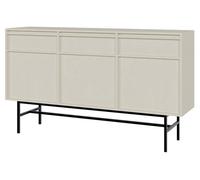 Buffet bas - SELSEY - EVO - 154 x 39 x 89 cm - 3 portes 3 tiroirs - Crème mat