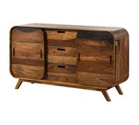 Buffet bas Sheesham brun foncé laqué massif 134x40x75 cm bois massif MAILAND #201