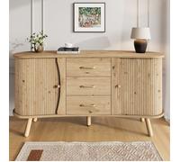 Buffet bas sideboard 2 portes coulissantes 3 tiroirs étagères réglables MDF aspect bois naturel 150 cm Grjofek