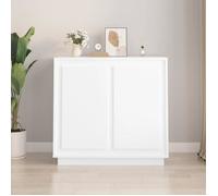 Buffet bas - SONEW - 80x34x75 cm - Bois d'ingénierie - 4 portes - Blanc