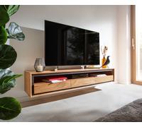 Buffet bas Stonegrace 175 cm acacia nature 1 compartiment 3 tiroirs placage en pierre flottant