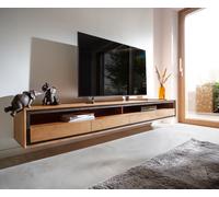 Buffet bas Stonegrace 240 cm acacia nature 2 compartiments 4 tiroirs placage en pierre flottant