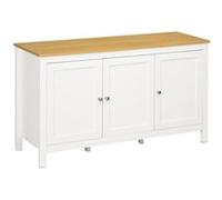 Buffet - HOMCOM - meuble de rangement 3 portes 2 étagères réglables plateau aspect bois - bois - 120x40x70cm - blanc