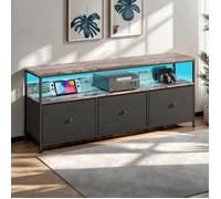 Buffet bas - TANANT - Meuble TV 137 cm - LED intégré - 3 tiroirs - Noir - Métal