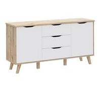 Buffet bas VANKKA VNKK231-L25 149,1 cm 2 portes 3 tiroirs chêne blanc mat Blanc mat et chêne