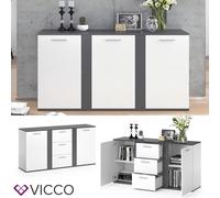 Buffet bas VICCO NOVELLI, buffet haut, blanc, commode, bahut, meuble 2 portes