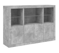 vidaXL Buffet bas 3209110 – 3 pièces – Gris béton – Bois d'ingénierie – Éclairage LED réglable