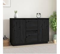 Buffet bas - VIDAXL - Noir - Bois massif - 2 portes - Industriel