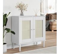 Buffet bas - VIDAXL - SENJA - Bois massif - Blanc - Verni - Aspect rotin