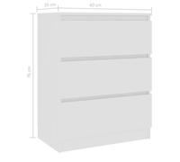 Buffet bas - VINGVO - Blanc - 3 tiroirs - 60x35x76 cm