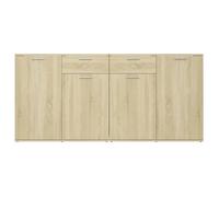 Buffet bas - VINGVO - Chêne sonoma - 4 portes - 2 tiroirs - 160x36x75 cm