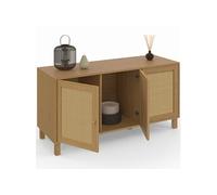 IDMarket - Buffet bas HANAE 113 cm Vintage 3 portes effet naturel cannage