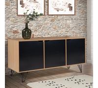 Buffet Bas Vintage Noemi 3 Portes Bois Pied Epingle Noir