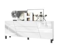 Buffet bas VLADON Houston - 2 portes et 3 tiroirs - Blanc mat et blanc haute brillance