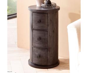 Buffet bas - WOHNLING - Ronde - Bois massif - 3 portes - Noir