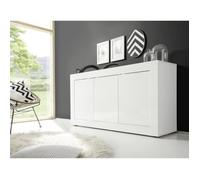 LC Spa Buffet BASICO – Décor blanc laqué brillant, 3 portes, L160×P42×H85,8 cm