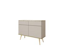 Buffet beige glamour avec pieds dorés, 107 x 39 x 85 cm