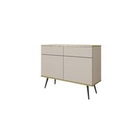Buffet beige glamour avec pieds noirs, 107 x 39 x 85 cm