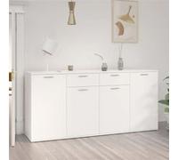 vidaXL Buffet, Blanc, 160x36x75 cm, Bois d’ingénierie, Table de buffet, Armoire avec 4 portes & 2 tiroirs, Organisateur 3074927
