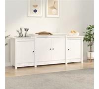 Buffet Blanc 164x37x68 cm Bois massif de pin Blanc G