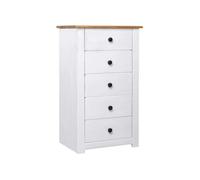 vidaXL Pin Buffet Armoire à Tiroirs Commode Dressoir Armoire de Rangement avec 5 Tiroirs Salon Chambre à Coucher Maison Intérieur Blanc 46x40x89 cm