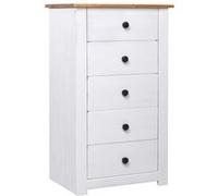 vidaXL Buffet Panama en pin – 5 tiroirs – Blanc 46x40x89 cm