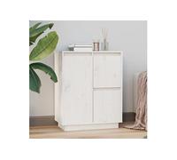 vidaXL Buffet Armoire de rangement salon 60x34x75 cm Bois massif de pin Blanc