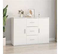 vidaXL Buffet blanc 91x29,5x65 cm – bois d'ingénierie, 2 portes, 3 tiroirs