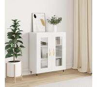 Buffet Blanc Brillant en Bois d'ingénierie 69,5x34x90 cm avec Pieds métal, étagère vitrine et Rangement tiroir pour Salon, Cuisine, Salle à Manger ou entrée élégant et Fonctionnel