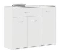 Buffet blanc brillant - WIENS - 88x30x70 cm - Bois d'ingénierie - 1 tiroir - 3 portes - Style Scandinave Moderne