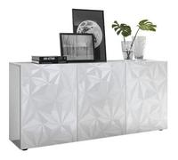 Buffet - Blanc laqué brillant - 3 Portes - PARIGI - L 181 x P 42 x H 84 cm