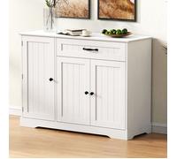 Buffet Blanc Meuble de Rangement avec Tiroir et Portes, Sideboard élégant pour entrée & salon 107 x 40 x 84 cm