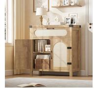 Buffet Bohème - LUNSY - Cannage naturel - Dimensions 76x35,3x84 cm - Grand espace de rangement - Étagère réglable