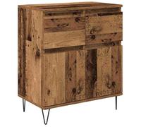 Buffet bois ancien - vidaXL - 60x35x70 cm - Bois d'ingénierie et fer - Tiroir - 2 portes - Poids maximal 60 kg
