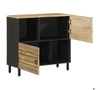 Buffet bois de manguier brut massif - vidaXL - bois massif - noir - avec 2 portes - 80 x 33 5 x 75 cm 730tyf90o