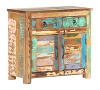 Buffet - Bois de récupération - 70x35x65 cm - 2 portes - 2 tiroirs - Multicolore