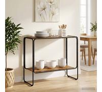 vidaXL Buffet Chêne artisanal 93,5 x 38 x 75 cm Bois d'ingénierie ouvert pieds métal rectangulaires