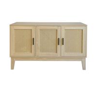 Buffet - Box and Beyond - 120 x 40 x 71 cm - Cannage Bois - 3 Portes - Rangement Élégant et Pratique - Style Bohème