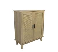 Buffet - Box and beyond - 80x34x96 cm - Cannage, Bois - 2 Portes - Rangement Élégant et Pratique - Salon, Salle à Manger, Cuisine