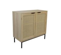 Buffet - Box and beyond - 80x35x75,5 cm - Cannage, Bois - 2 Portes - Rangement Élégant et Pratique - Salon, Salle à Manger, Cuisine