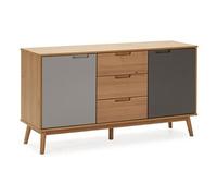 Buffet Bruce 3 tiroirs et 2 portes , bois massif, 140 cm Largeur