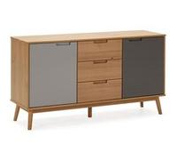 Buffet Bruce 3 tiroirs et 2 portes , bois massif, 140 cm Largeur Marron G