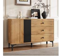 Buffet - Buffet industriel moderne - 2 portes - 3 tiroirs - Bois et métal noir - 120x35x76 cm