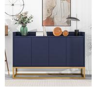 Buffet - Buffet moderne - Buffet avec 4 porte - 120x30x80 cm - Buffet bas - Pieds métal - Pour Salle à manger,Salon,Cuisine - Bleu