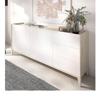 Buffet Cadillac Dmora, en bois mélaminé blanc 40x150x78h cm