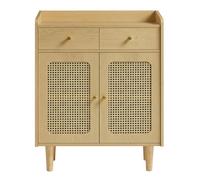 Buffet Cannage, avec Portes et Tiroirs en Rotin, Style Bohème, pour Salle à Manger, Salon, Beige