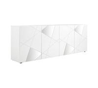 Vente-unique – Buffet CANTIANO – 4 portes – Blanc laqué
