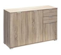 Buffet chêne 107x75x35cm Commode Meuble de rangement ALBA avec 3 portes 2 tiroirs pour salon salle à manger intérieur