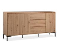 Calicosy Buffet 3 Portes 3 Tiroirs et 2 Etagères Plock - en Panneaux de Particules - Décor Chêne Artisan - pour Salon, Salle à Manger - L170 x H87 x l40 cm
